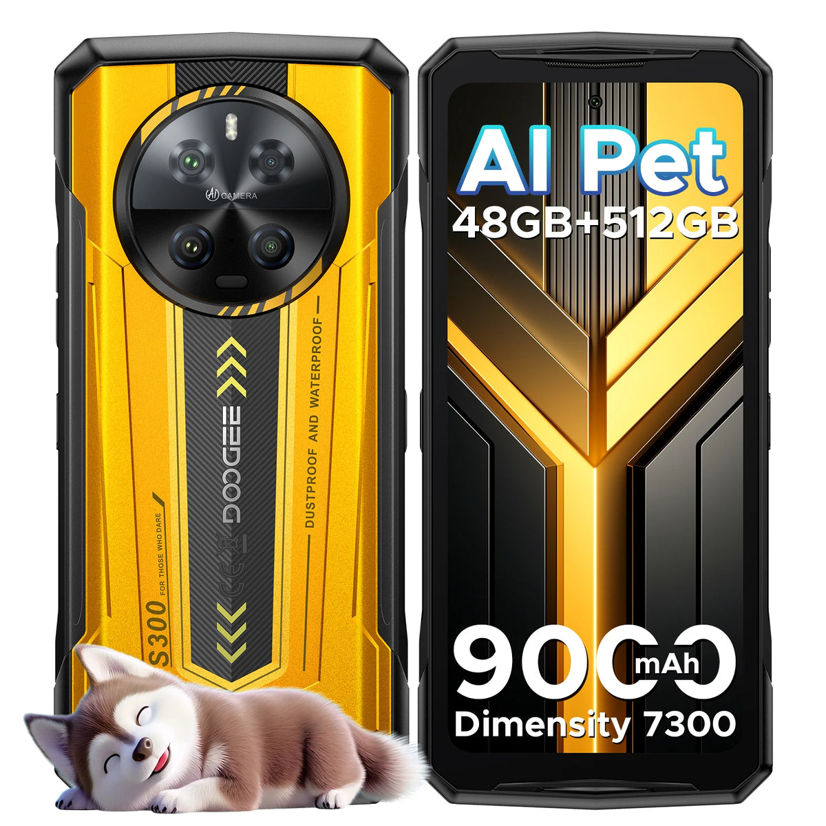 Smartphone resistente DOOGEE S300 5G, Dimensity 7300, 48 GB de RAM (12 + 36), 512 GB de ROM, batería de 9000 mAh, pantalla de 6,78", cámara cuádruple con IA, Android 16