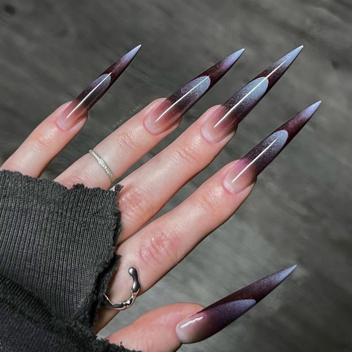 24 Uds uñas postizas de color rojo sangre gradiente parche de uñas postizas de punta larga cubierta completa puntas de uñas postizas usables juegos de manicura de Halloween