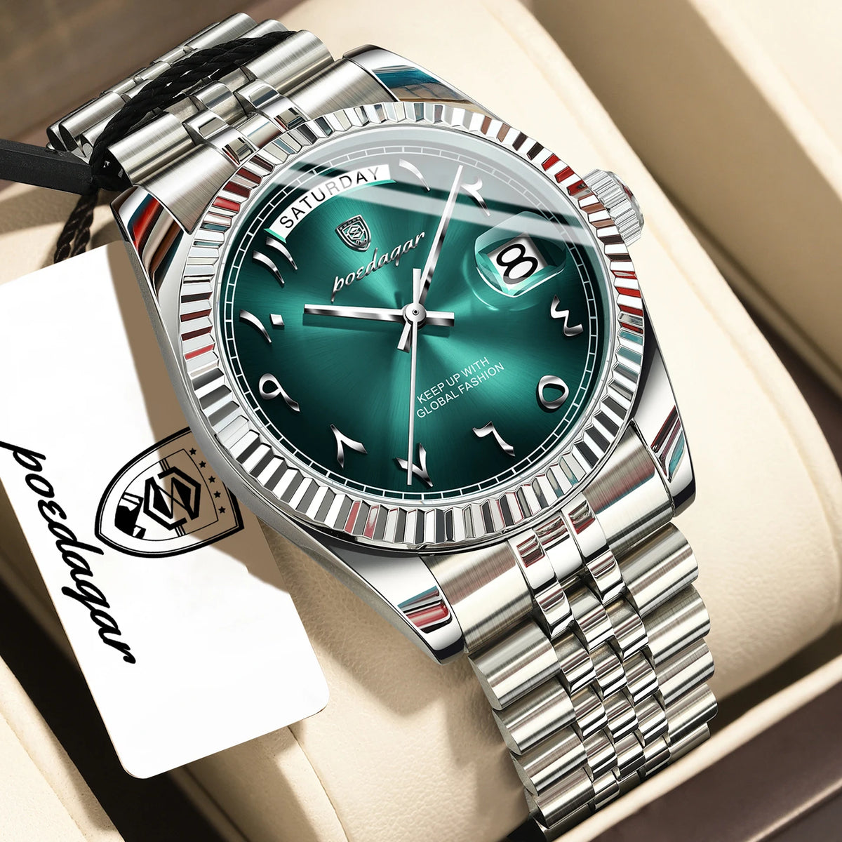 Reloj de pulsera para hombre POEDAGAR, de moda, casual, resistente al agua, de acero inoxidable, con fecha, día de la semana, cuarzo, reloj de negocios para hombre.