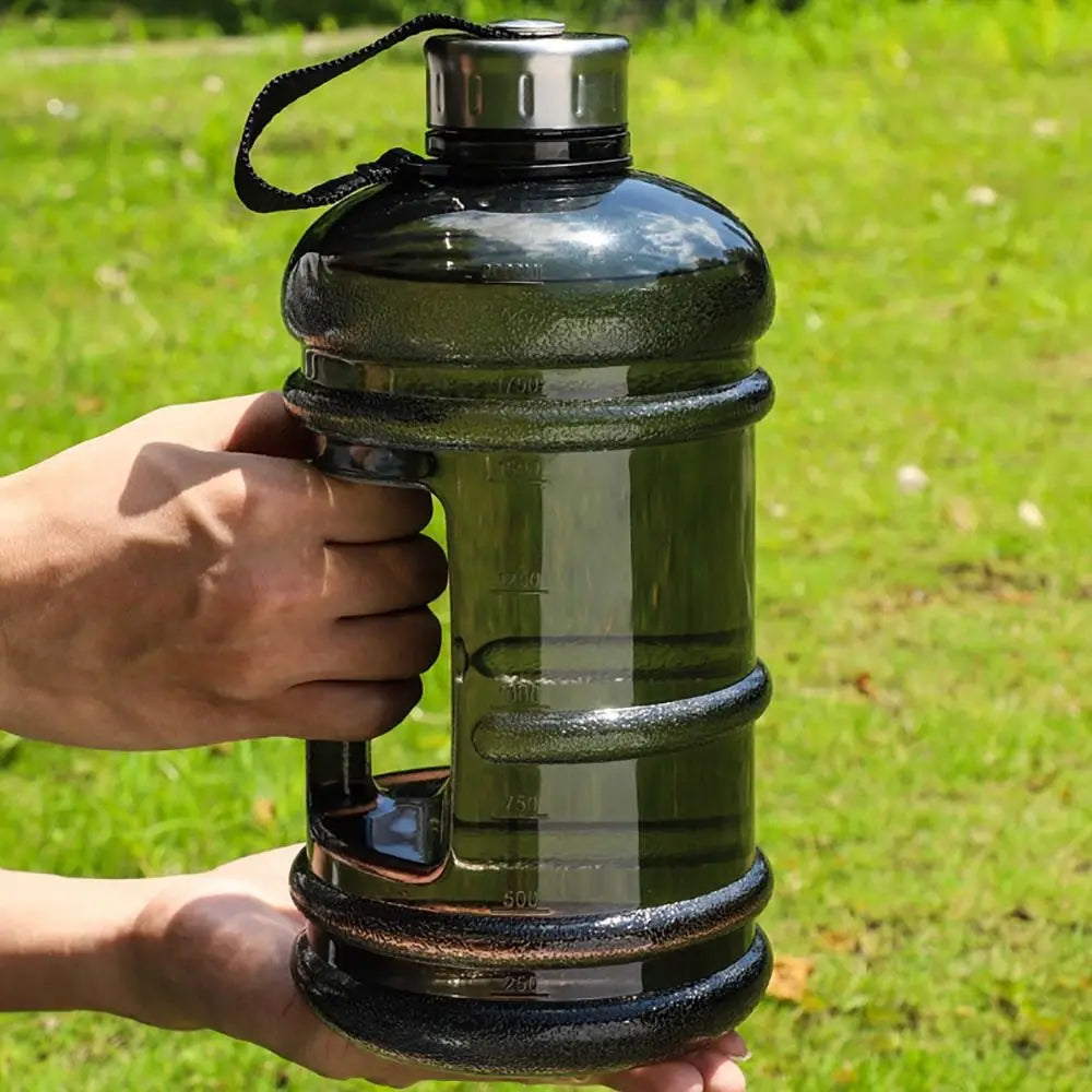 Botella de agua de gran capacidad PETG de 2L, botella de bebida para entrenamiento deportivo, botella agitadora con asa, botella de galón para gimnasio al aire libre
