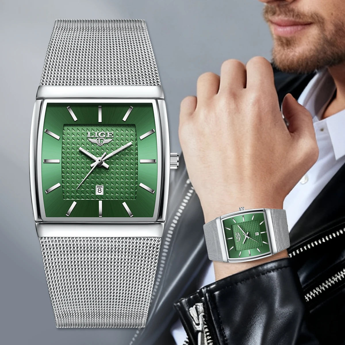 Reloj de pulsera de cuarzo LIGE, de lujo, duradero y preciso para hombre, luminoso, resistente al agua, con fecha automática, reloj de moda para negocios