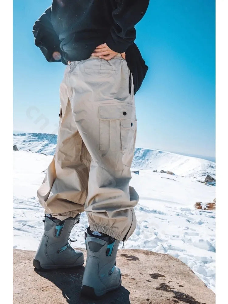 Pantalones de esquí holgados y cálidos para hombre y mujer, pantalones de esquí impermeables para invierno, ropa para snowboard