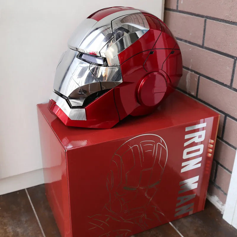Nuevo AutoKing 1/1 Mk5 casco de Iron Man Cosplay ojos de Control de voz con modelo de luz juguetes para adultos eléctrico usable regalo de Navidad