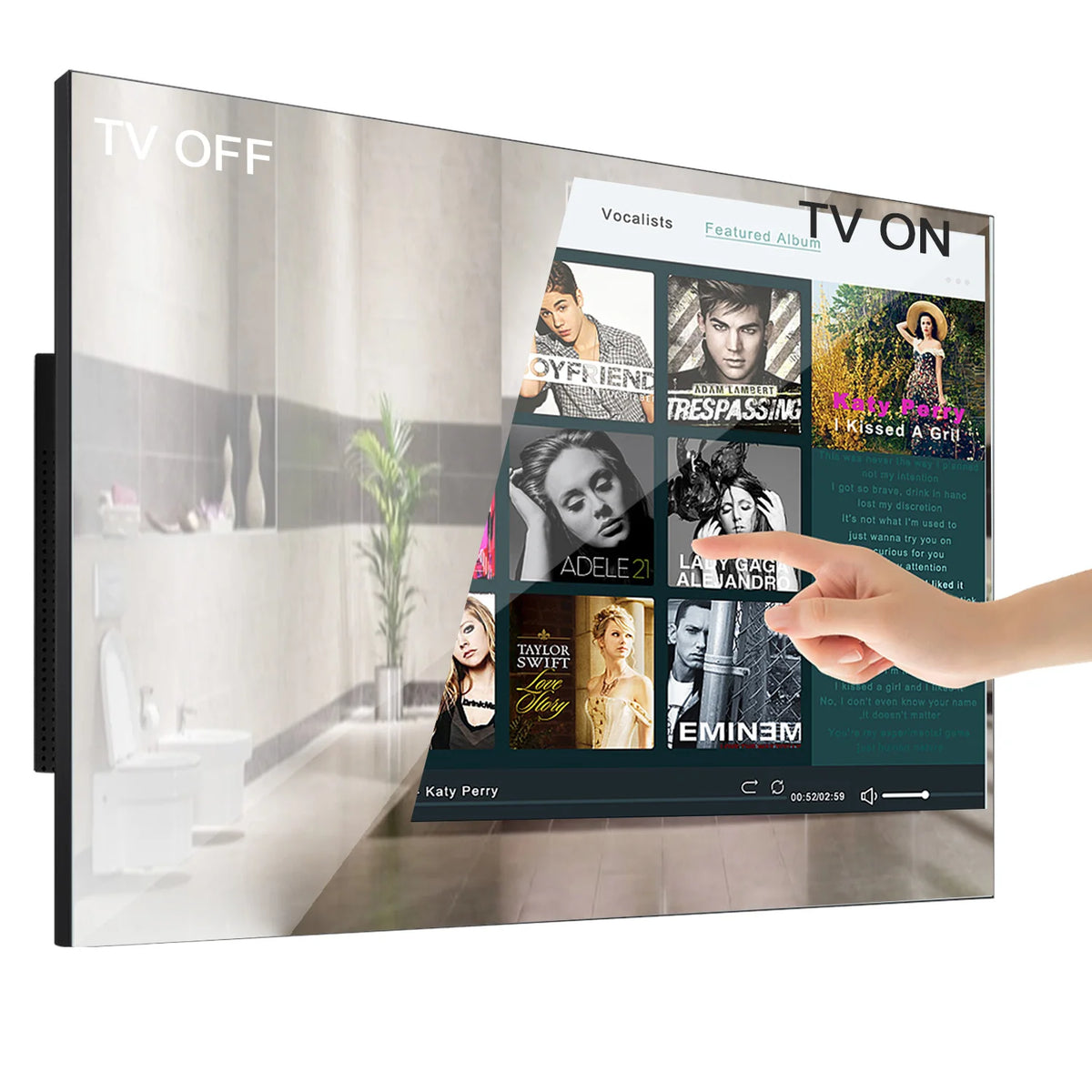 Espejo inteligente Souria de 32 pulgadas con pantalla táctil, TV LED FHD, resistente al agua, Android mágico, Bluetooth, sintonizador DTV para baño, SPA y cocina