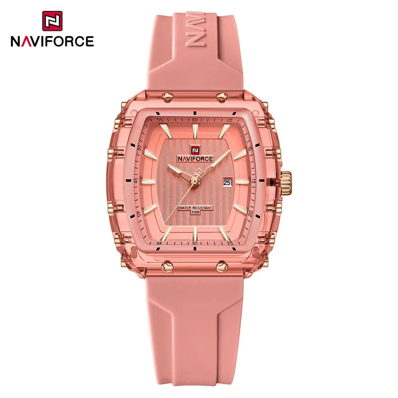 Reloj de mujer NAVIFORCE de cuarzo con calendario, resistente al agua 30M, elegante reloj de pulsera de lujo para uso diario, reloj para dama.