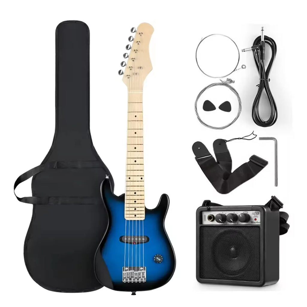 Guitarra Eléctrica de 30 Pulgadas con Mini Altavoz de 5 Vatios para Niños y Niñas, Principiantes, con Correa de Mochila y Set de Accesorios