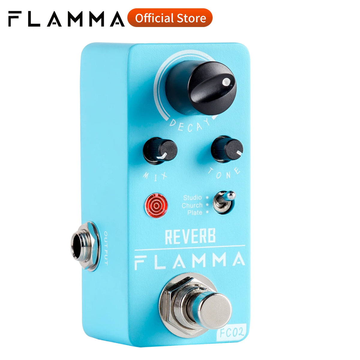 FLAMMA-Pedal de guitarra eléctrica FC02, Pedal de efectos de reverberación con placa de iglesia de estudio, True Bypass con fuente de alimentación