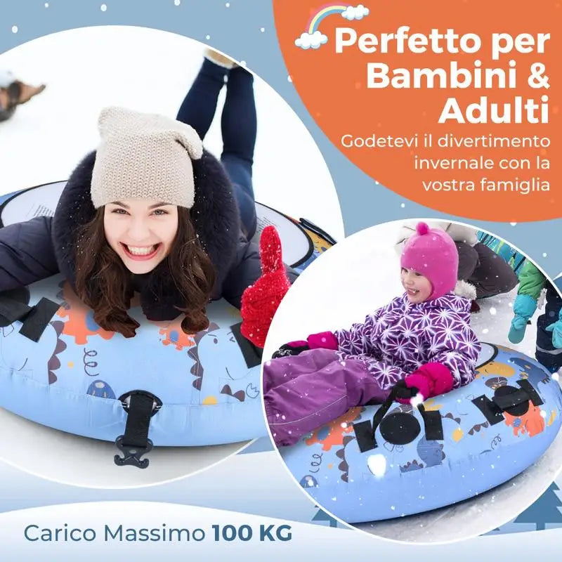 Manta inflable para la nieve con funda de poliéster Oxford, longitud de 132 cm, para niños y adultos, azul