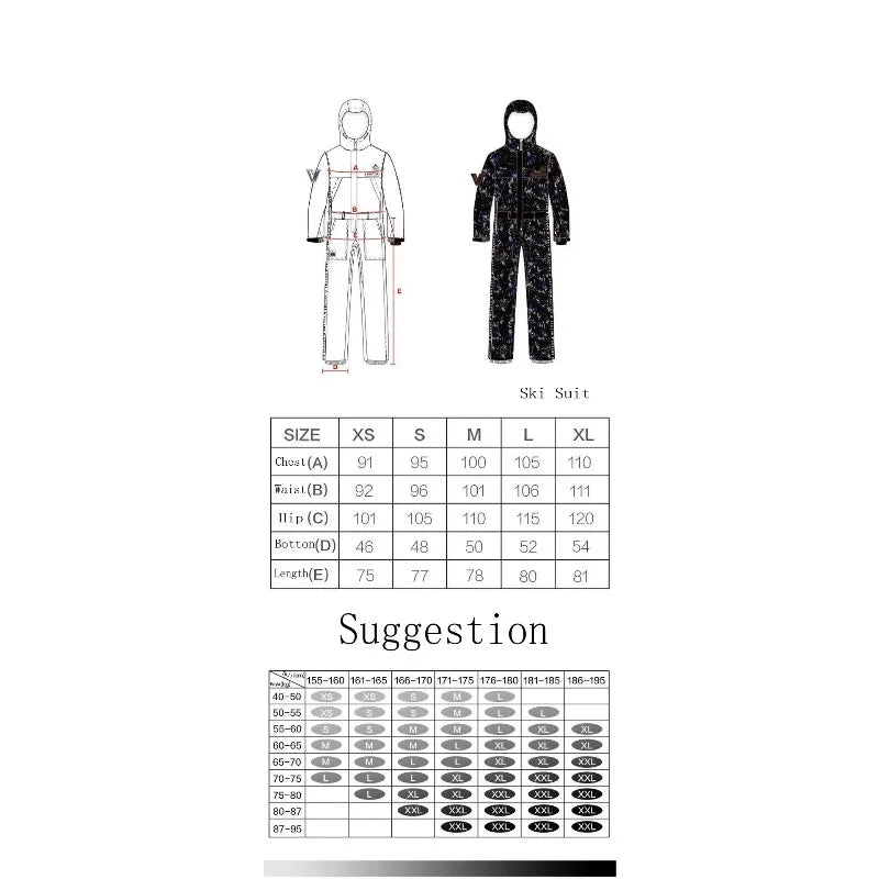 Traje de Esquí de una Pieza para Hombre y Mujer, Impermeable, Cortavientos, Mono para Snowboard, Cálido, Aislado, para Deportes de Nieve al Aire Libre en Invierno