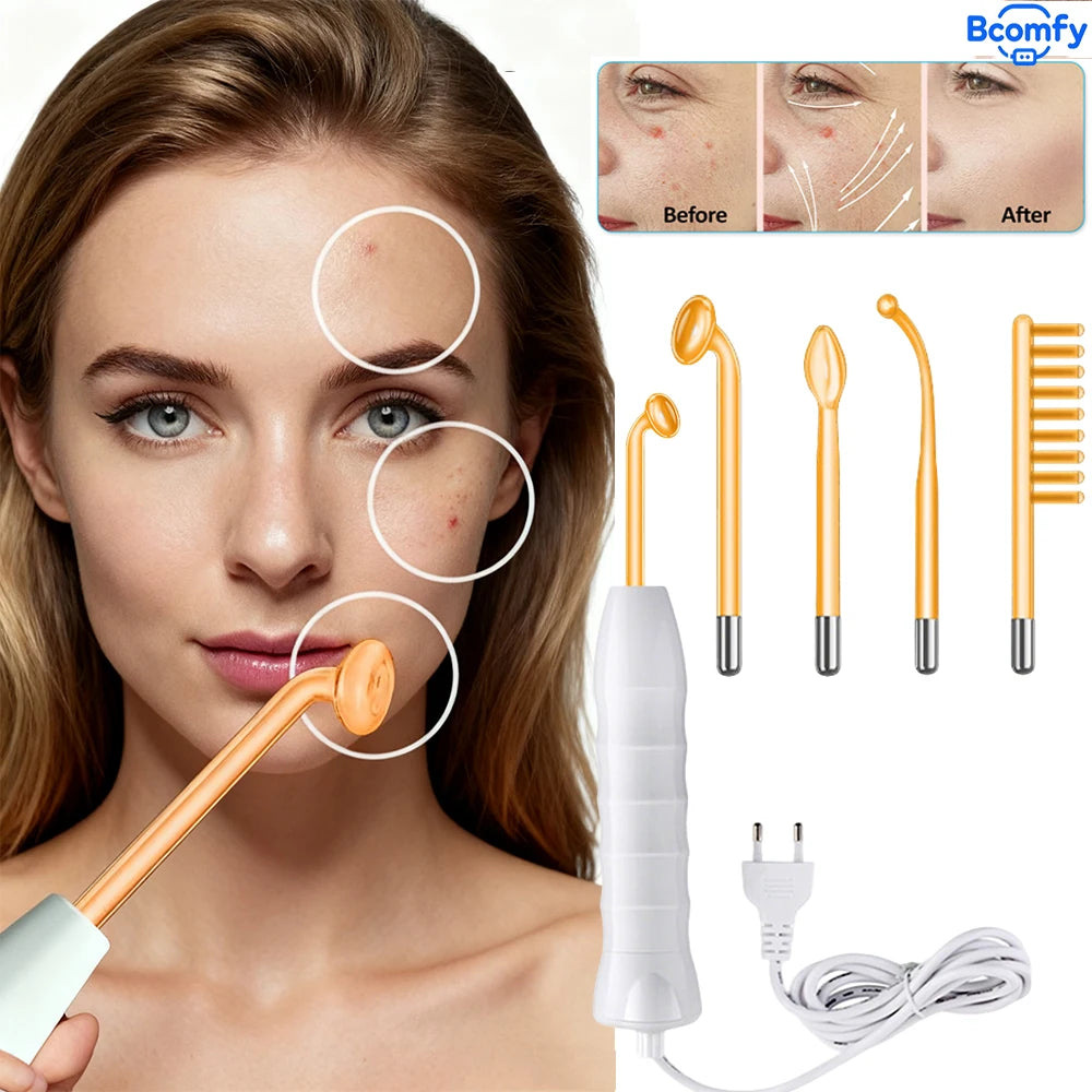 Máquina facial portátil de alta frecuencia, varita de electroterapia, tubo de vidrio con electrodos, dispositivo para reducir arrugas en la piel, herramientas para el cuidado de la piel del rostro.