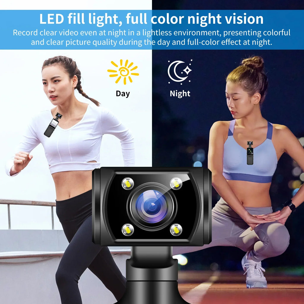 Mini cámara 1080P 4K HD, visión nocturna portátil, deportes, DV, vídeo Digital, grabadora para entusiastas de la aptitud, cámara de bolsillo giratoria 360