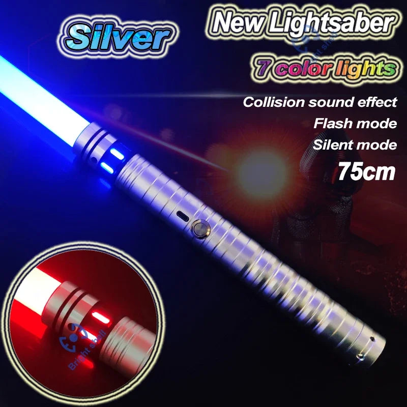 Juguete de sable de luz láser de metal, sable de luz RGB con 15 cambios de color, sonidos, efectos Force FX, FOC, juguete bláster, regalo de espada láser Jedi