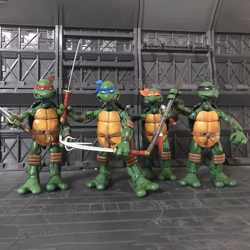 Set de 4 figuras de acción de las Tortugas Ninja, juguetes tipo manga, figuras de colección de PVC, artículos de anime, regalo para fans