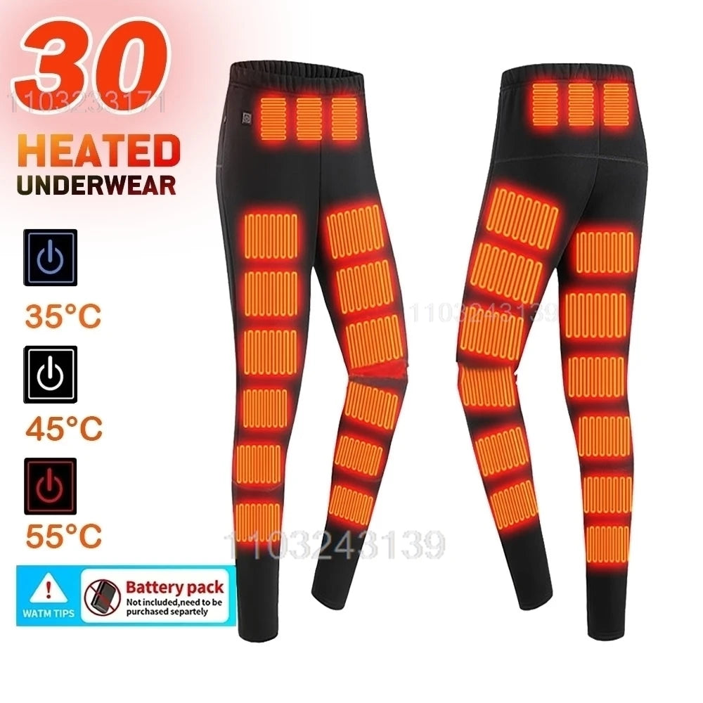 Ropa interior térmica con calefacción eléctrica USB para hombre y mujer, ropa interior autocalentable de esquí, 52 áreas