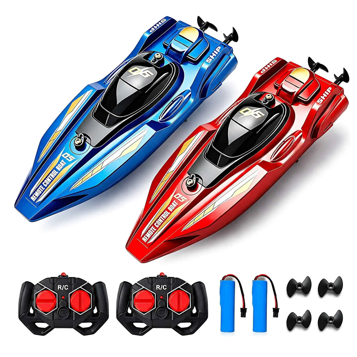 Barco a control remoto de 2.4GHz, 5 velocidades, barco radiocontrol impermeable, lancha rápida a control remoto, juguete de PVC para niños, regalo