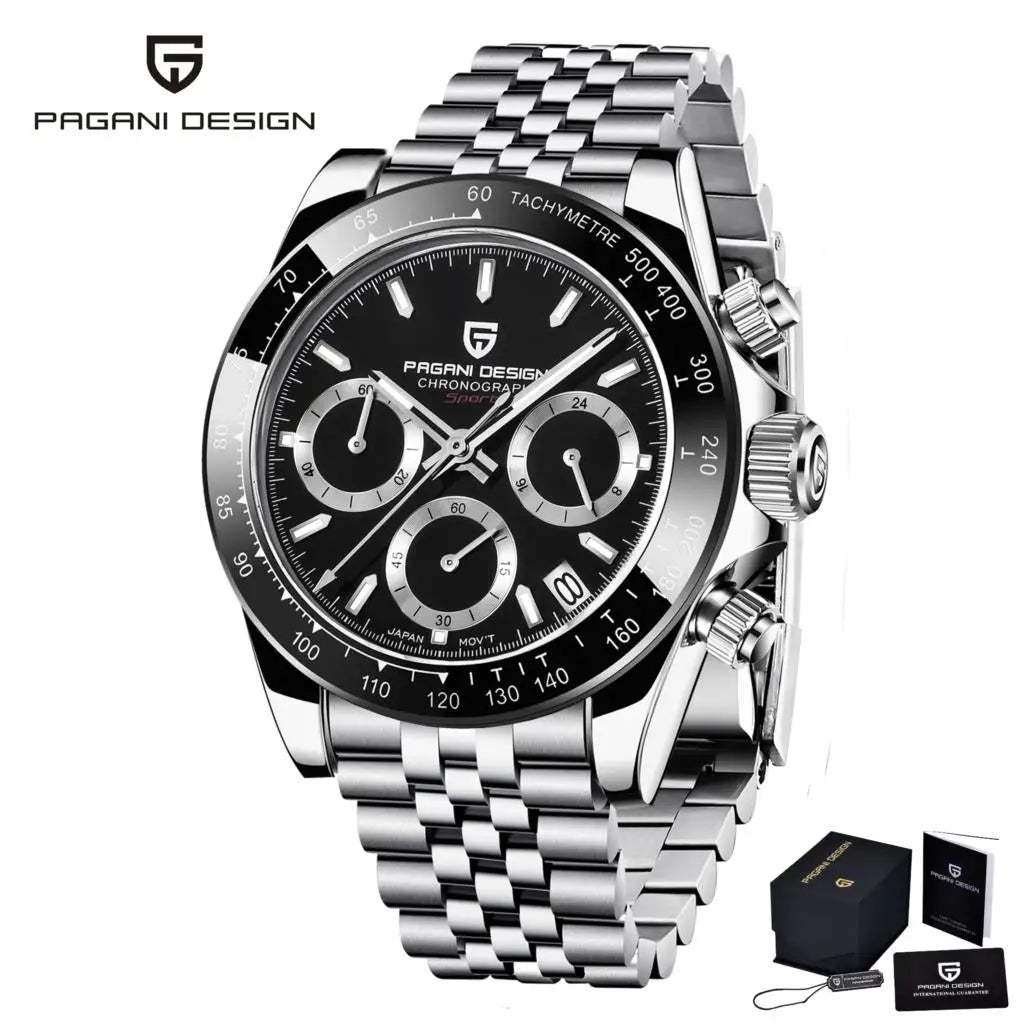 PAGANI Design Chronograph Quartz Watches Sports Sapphire Stainless Steel Waterproof watch for Men Reloj Hombre PD166