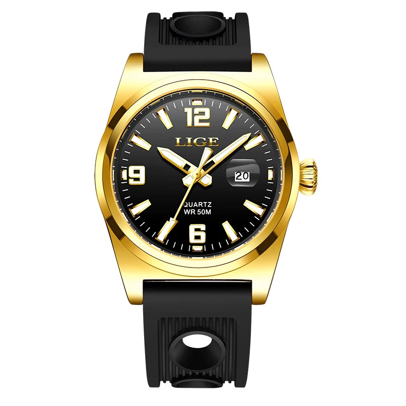 Reloj de pulsera LIGE para hombre, de cuarzo, deportivo, de lujo, marca original, impermeable y luminoso.