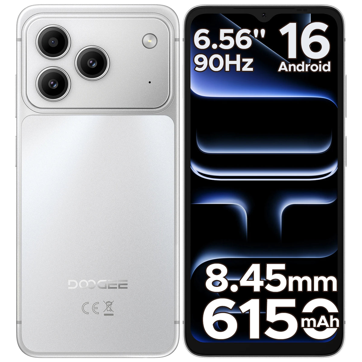 Smartphone DOOGEE NOTE57 Lite Android 16, pantalla HD+ de 6.56" a 90Hz, batería de 6150mAh, 12GB de RAM (3+9), 32GB de ROM, cámara principal de 13MP, compatible con desbloqueo facial
