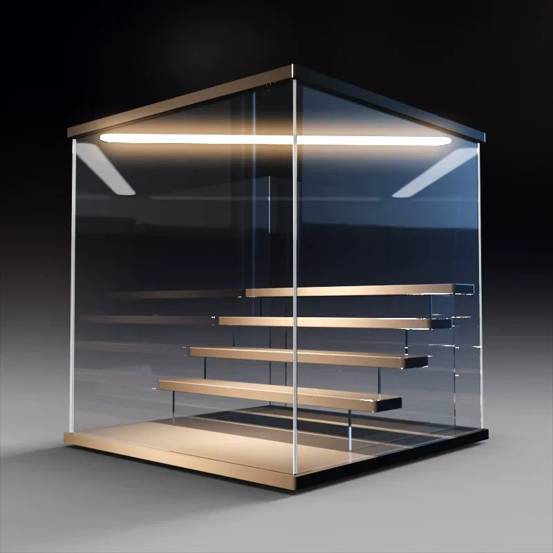 Vitrina expositora de acrílico de 3/5 niveles con luz LED para figuras, cajas sorpresa, organizador de juguetes, muñecos a prueba de polvo y figuras de acción