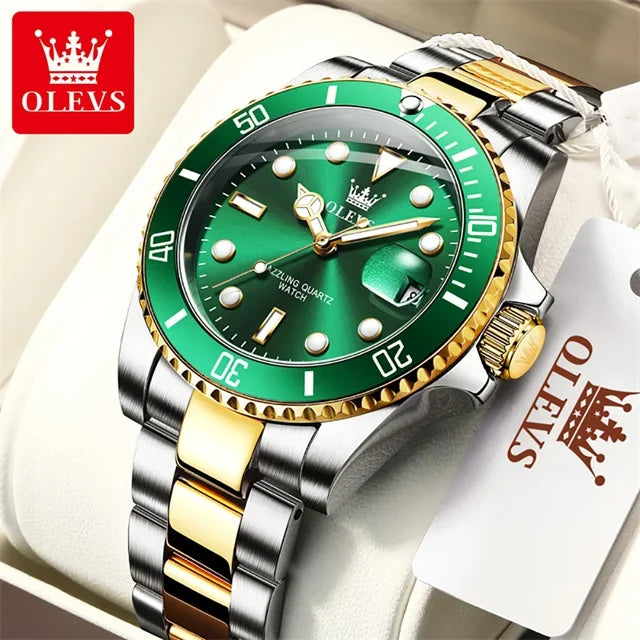 Reloj de cuarzo original OLEVS para hombre, reloj deportivo de acero inoxidable, resistente al agua, de moda, de lujo, de marca superior, reloj de pulsera para hombre 5885