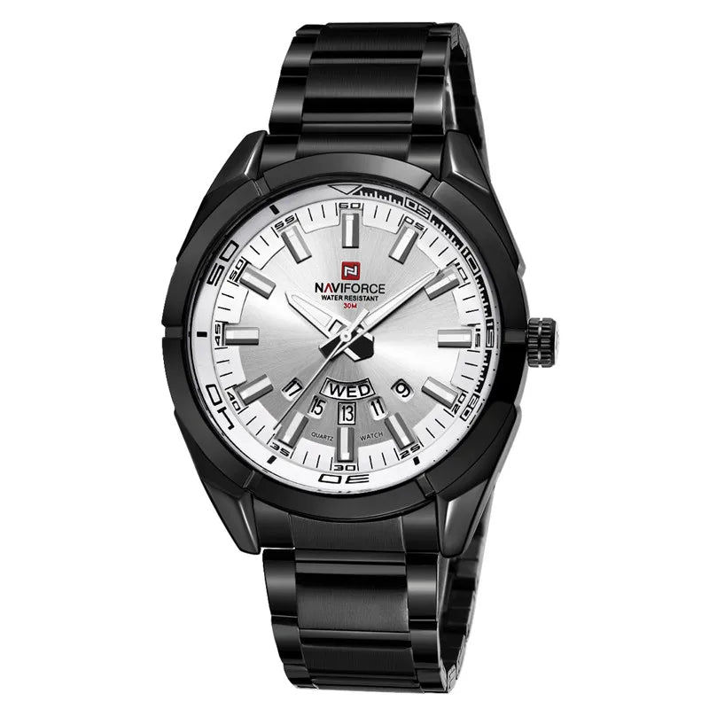 Reloj de hombre NAVIFORCE, fecha y semana, deportivo, marca de lujo superior, militar, ejército, negocios, correa de acero, cuarzo, reloj masculino, regalo 9038