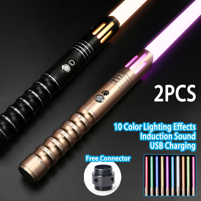 Juguete de espada láser de metal, sable de luz RGB con 7 colores, sonido, efectos Force FX, FOC Blaster, espada láser Jedi para niños, regalo