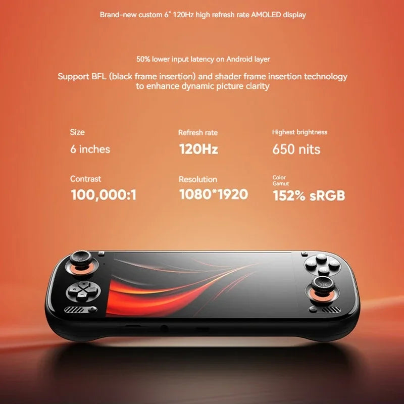 Consola de videojuegos portátil AYN ODIN3 con pantalla IPS 4K Ultra HD de 6'', procesador Android 15, consola con joystick/gatillo retro para videojuegos