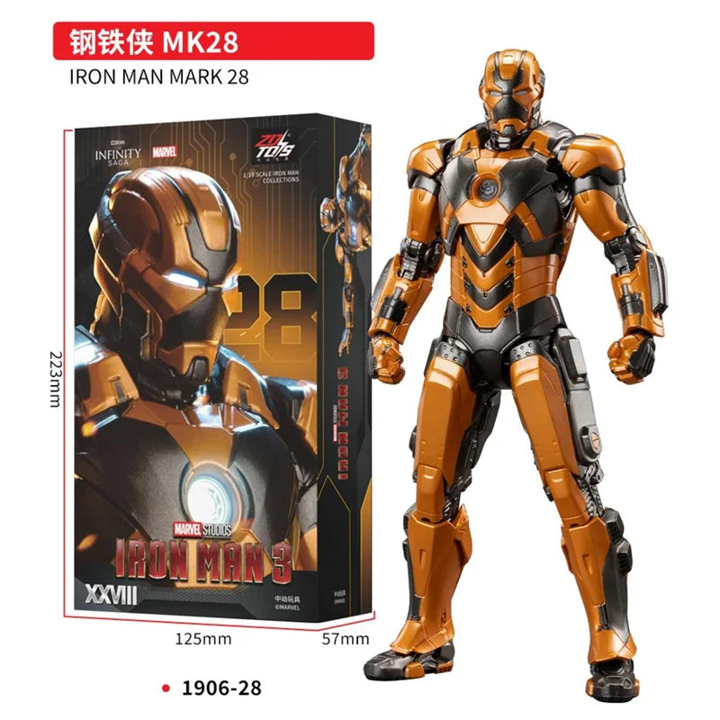 ZD Toys Iron Man figura de acción Mark 35 pargo rojo Iron Man MK 24 MK 22 MK 47 Tony Stark Ironman figura acción coleccionar juguete para regalo