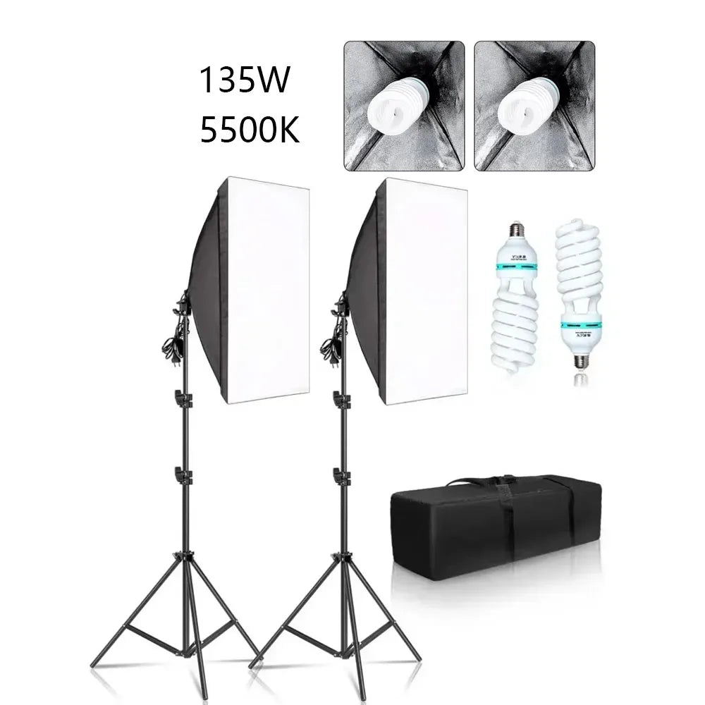 Kit de fotografía de luz Softbox, trípode de fotografía de 2M para luz de disco de caja suave Led de 45W, soporte de estudio fotográfico, iluminación, lámpara de grabación de vídeo