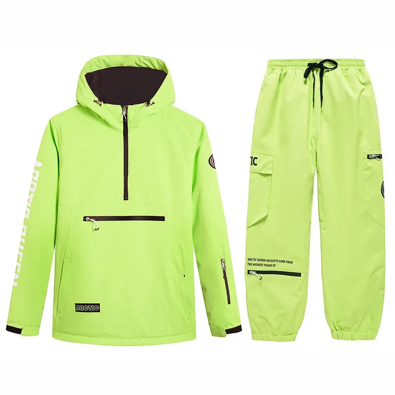 Conjuntos de Trajes de Nieve para Hombre y Mujer, Ropa de Snowboard, Ropa de Invierno para Exteriores, Sudadera con Capucha, Traje Impermeable, Chaqueta de Esquí + Pantalones
