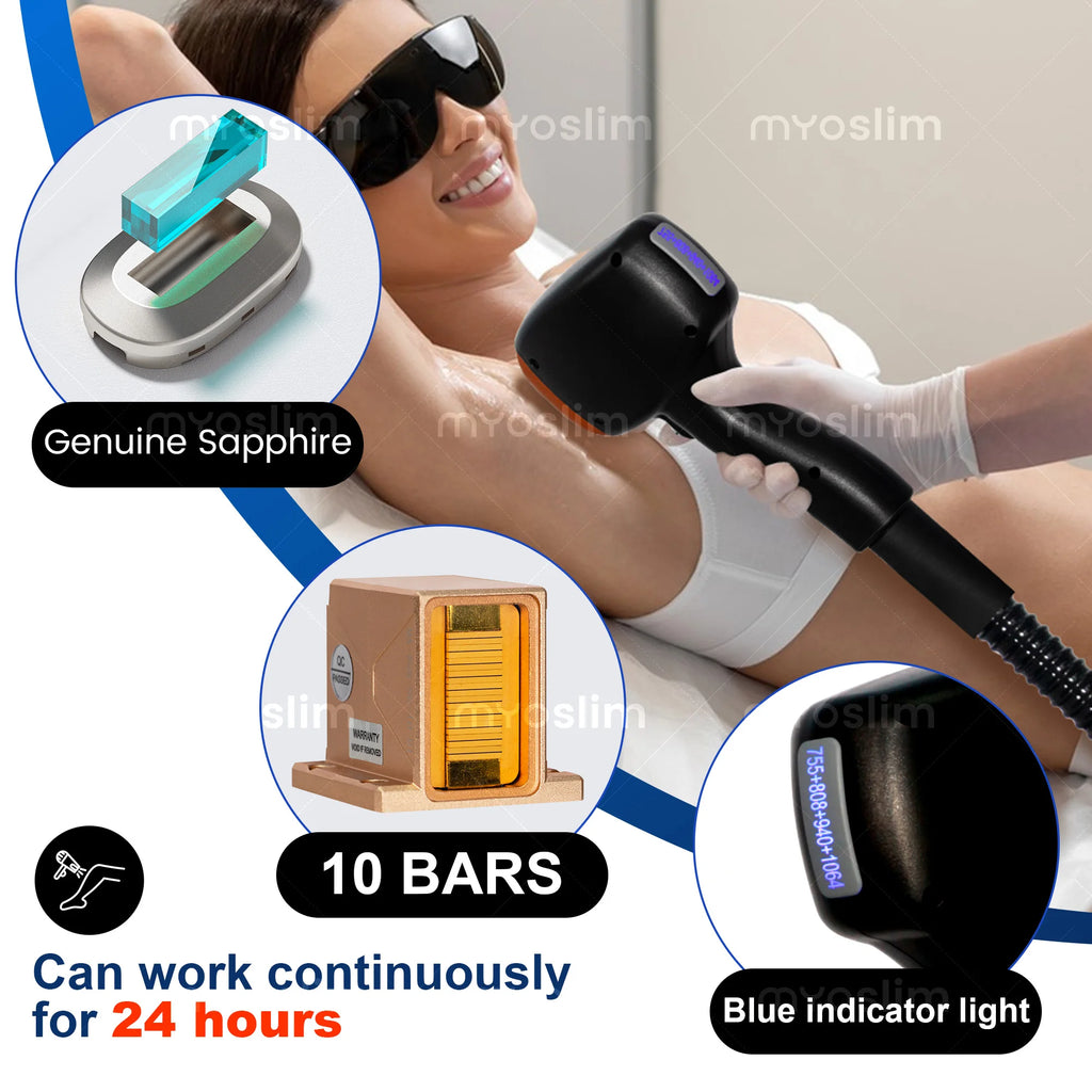 Equipo de Belleza de 7000W, Dispositivo de Hielo de Titanio para Depilación, 6 Longitudes de Onda 755 808 810 830 940 1064 Nm, Máquina de Depilación Láser de Diodo
