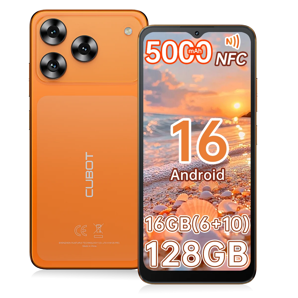 [Envío desde Francia] Smartphone Cubot A50 Android 16GB(6+10) RAM+128GB ROM, 6.58 pulgadas FHD+ 1080*2408, 60Hz, Dual Nano SIM, Batería de 5000mAh, 48MP+16MP, NFC, Face ID