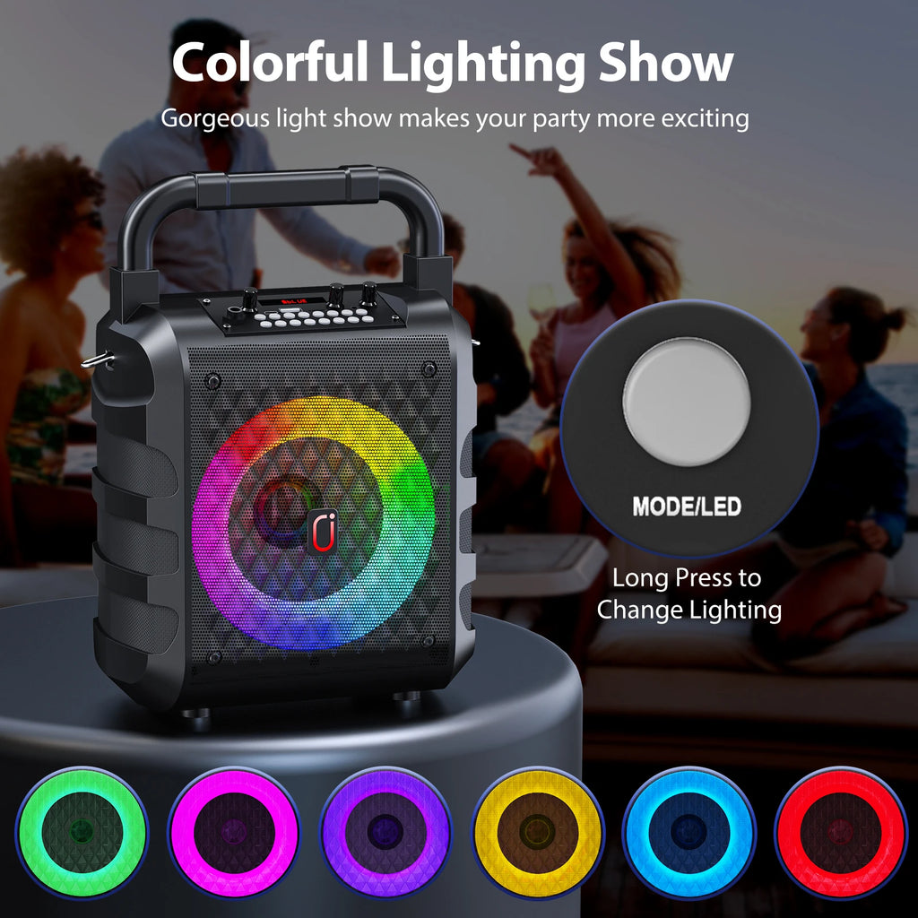 Altavoz Inalámbrico FanFun, Altavoz Bluetooth Portátil con Micrófono y Luz LED, Máquina de Karaoke, Sistema de Karaoke para el Hogar