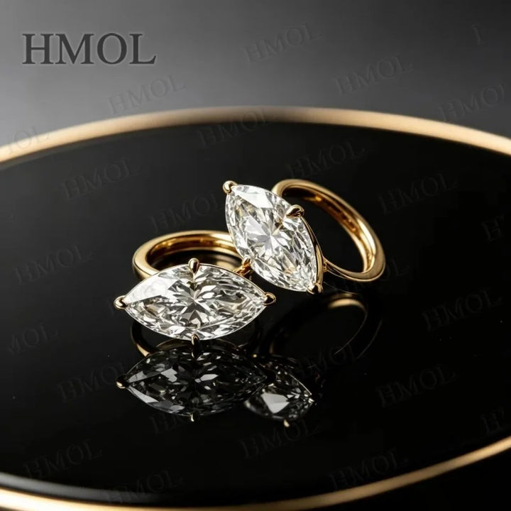 Pendientes de Diamantes Cultivados en Laboratorio, 2ct 3ct, Corte Marquesa, Plata de Ley 925, Opción de Oro 10K 14K 18K, Joyería de Novia para Boda, Regalo para Ella