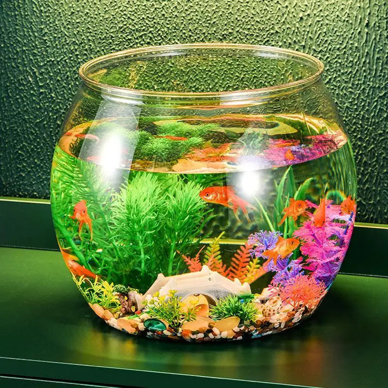 Pecera de plástico redonda transparente, acuario para peces dorados, macetero hidropónico, recipiente floral para centro de mesa, decoración del hogar