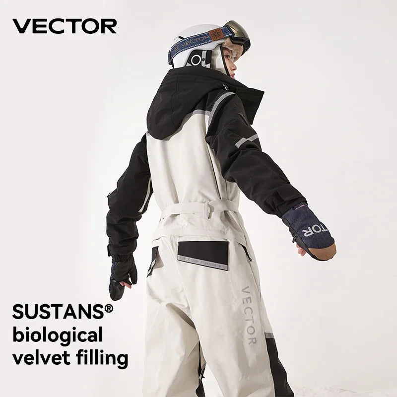 Mono de esquí de una pieza VECTOR hombres mujeres impermeable invierno cálido al aire libre Snowboard traje con capucha