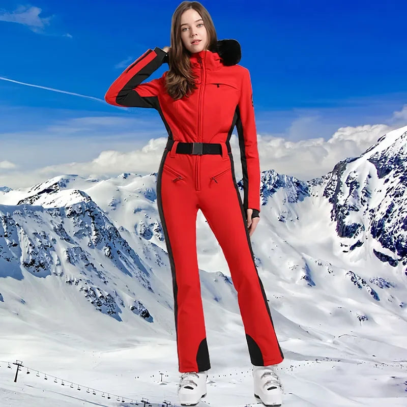 Traje de esquí de una pieza, monos térmicos gruesos, chaqueta de Snowboard, monos ajustados, conjunto de esquí a prueba de viento e impermeable, invierno, 2025