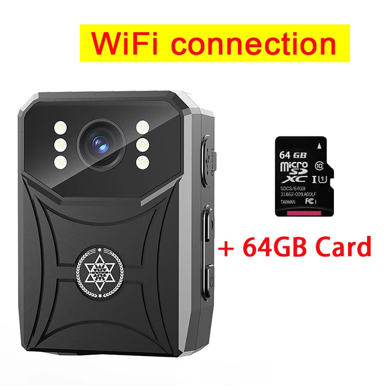 Mini cámaras HD 4K con grabadora de vídeo digital WIFi de 3000mAh con pantalla IPS, cámara corporal de policía de visión nocturna, videocámara portátil