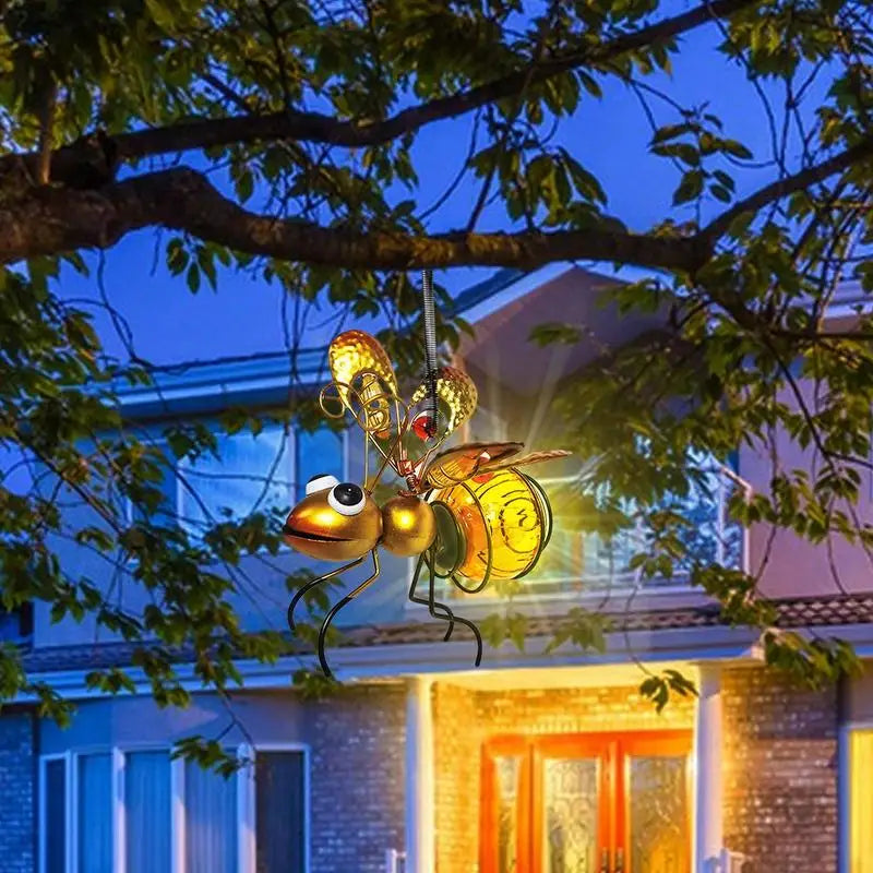 Butterfly Solar Garden Lights Flying Bee Dangling Solar Lights For Outside Decorative Butterfly Lamp Metal Yard Decorations For