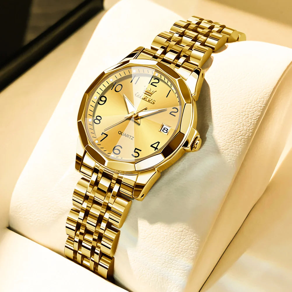 Reloj OLEVS 9931 para mujer, moda elegante, marca de lujo, reloj de cuarzo original para dama, resistente al agua, acero inoxidable, luminoso con fecha