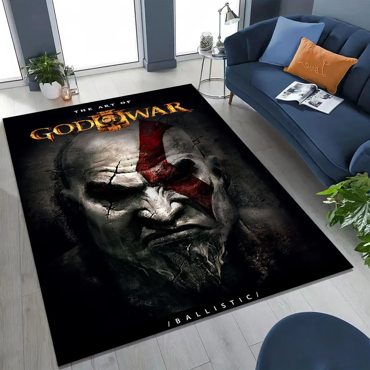 Alfombra de juego 3A de Kratos de God of War Classics para dormitorio, sala de estar, sofá, felpudo de decoración para el hogar, alfombrilla grande antideslizante para juegos de niños