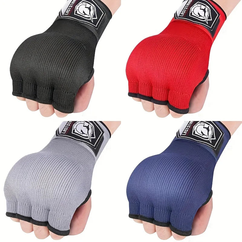 Guante de boxeo de Gel de medio dedo Mma, Sanda Muay Thai, guante interior de envoltura de mano para entrenamiento con correa de muñeca larga, accesorio de entrenamiento de boxeo