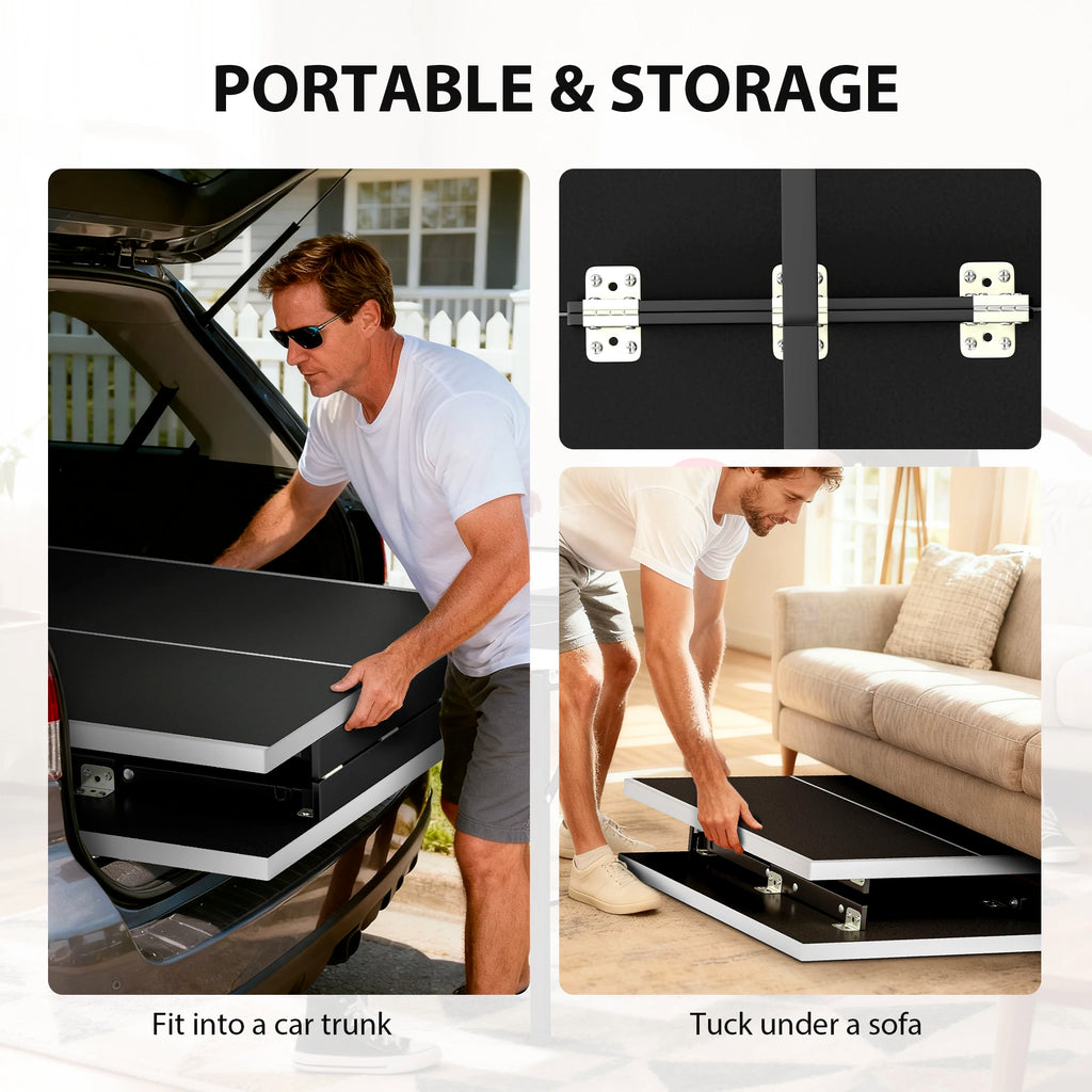 SPORTNOW Mini Mesa de Ping-Pong Plegable con Red 2 Raquetas y 3 Pelotas para Interior y Exterior 152x76x70 cm Negro