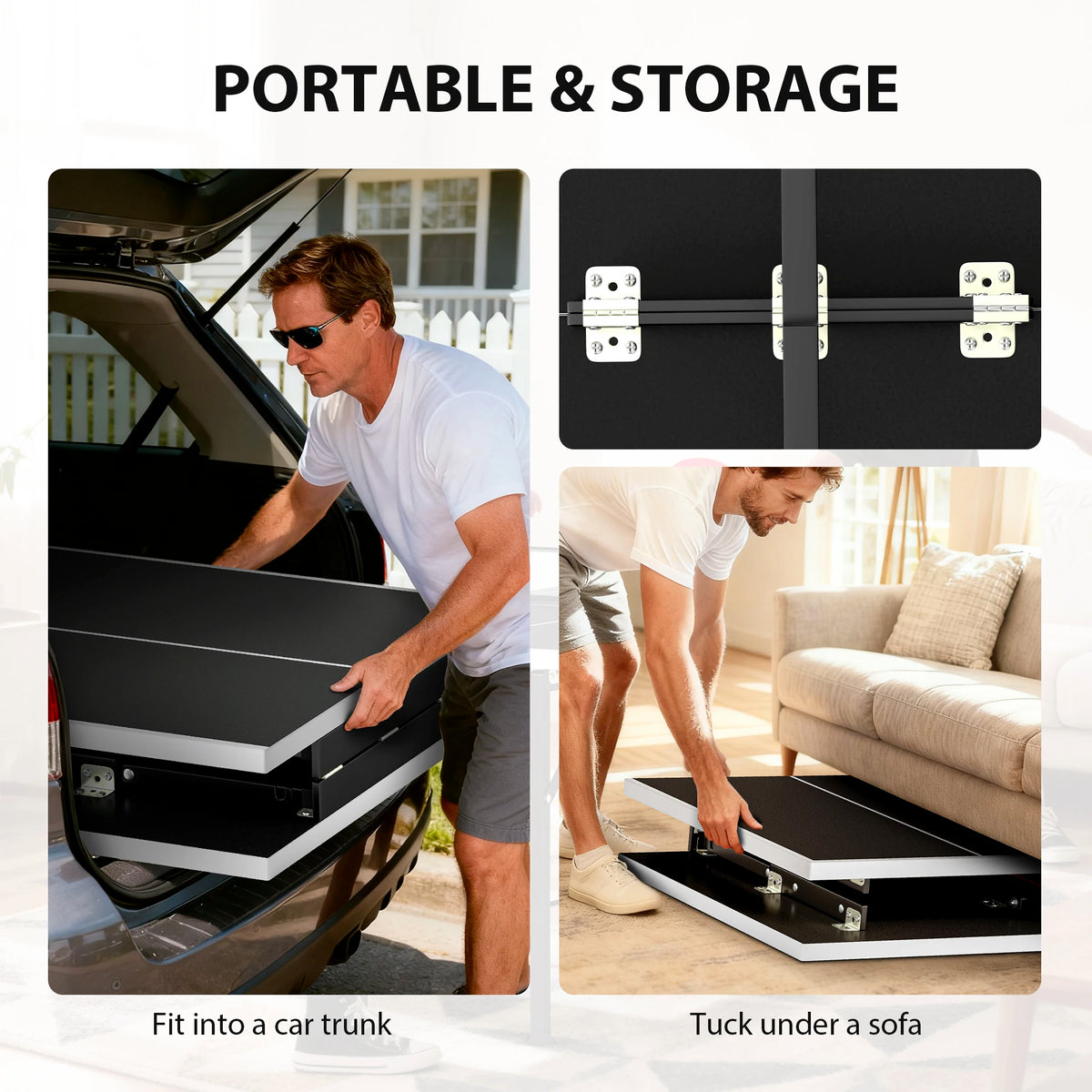 SPORTNOW Mini Mesa de Ping-Pong Plegable con Red 2 Raquetas y 3 Pelotas para Interior y Exterior 152x76x70 cm Negro