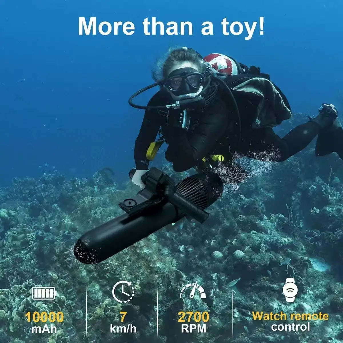 Scooter Subacuático Eléctrico de 500W, Motor sin Escobillas para Buceo Libre a 40M, Batería Extraíble de 60 Minutos, Scooter Acuático 114