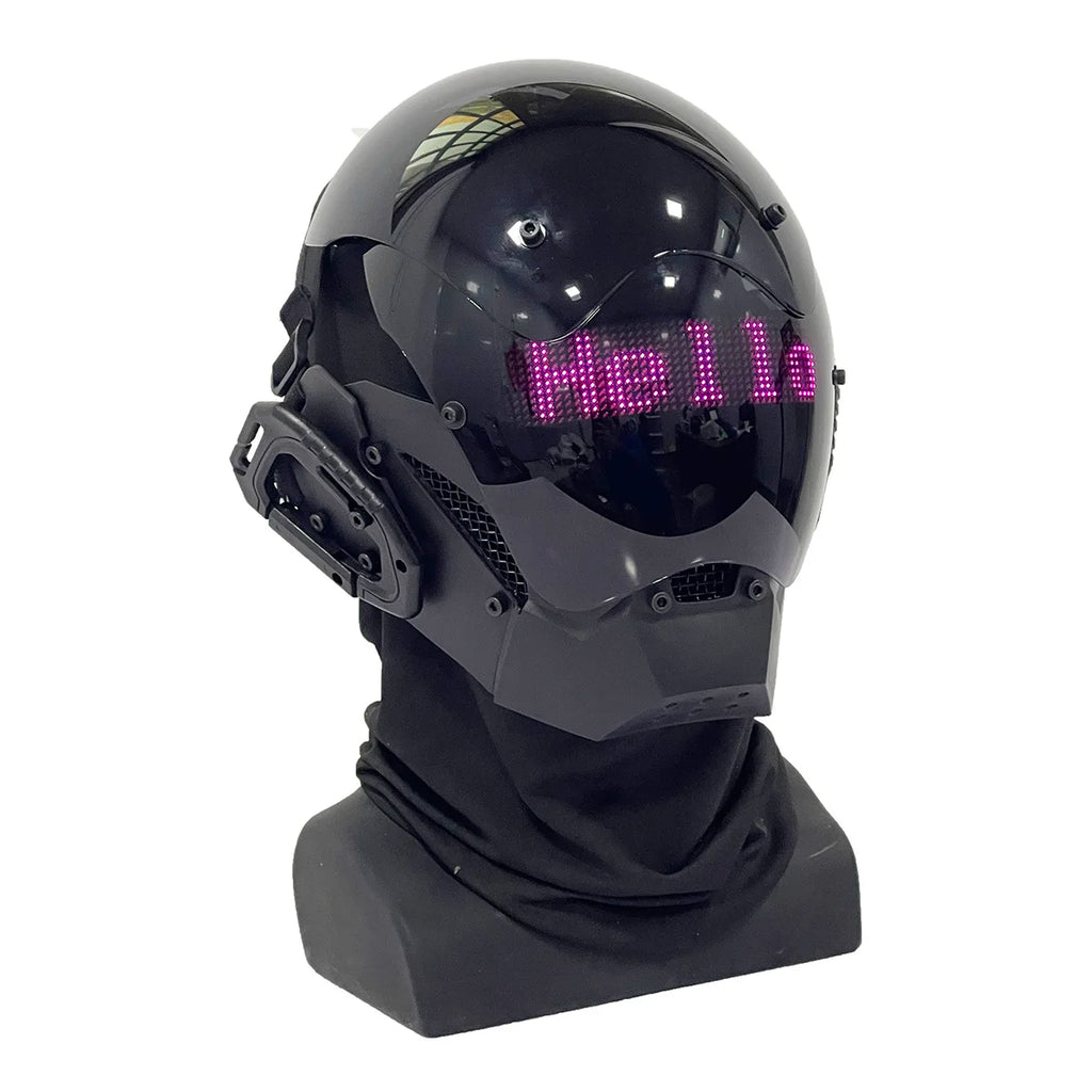 Máscara Cyberpunk LED, Máscara para Juegos de Rol, Control por Aplicación, Casco Programable, Decoración para Juegos de Rol, Disfraz para Fiestas