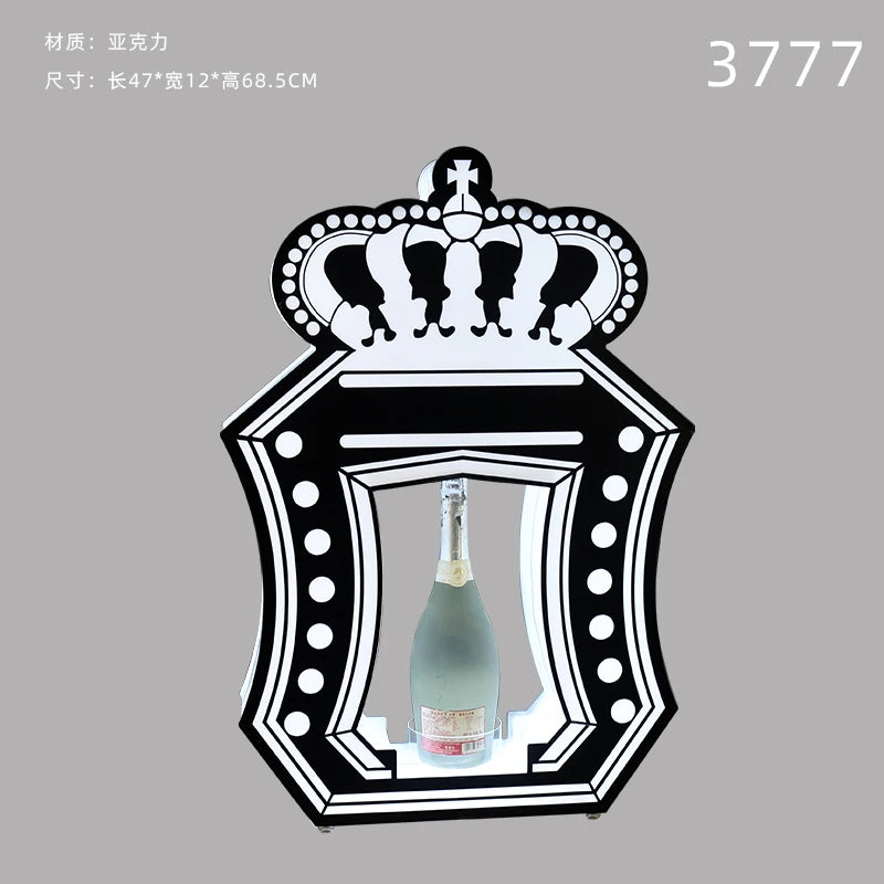 Soporte LED para botella con logo de corona, marco con luz blanca