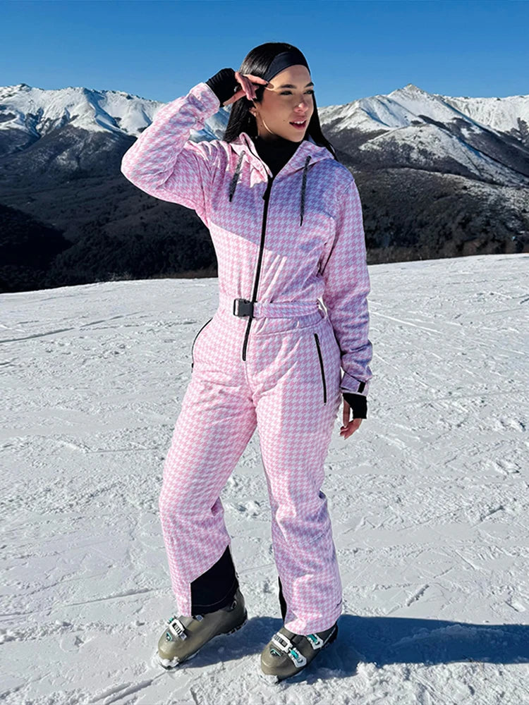 Mono de esquí de moda para mujer, con capucha, cierre de cremallera, mangas largas, corte holgado, elegante, novedad otoño invierno 2026, ropa de nieve para exteriores.