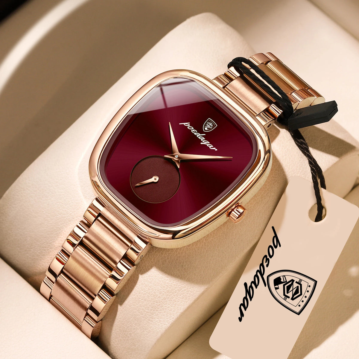 Reloj de pulsera elegante de lujo para mujer POEDAGAR, resistente al agua, de acero inoxidable, reloj de cuarzo sencillo de alta calidad para dama