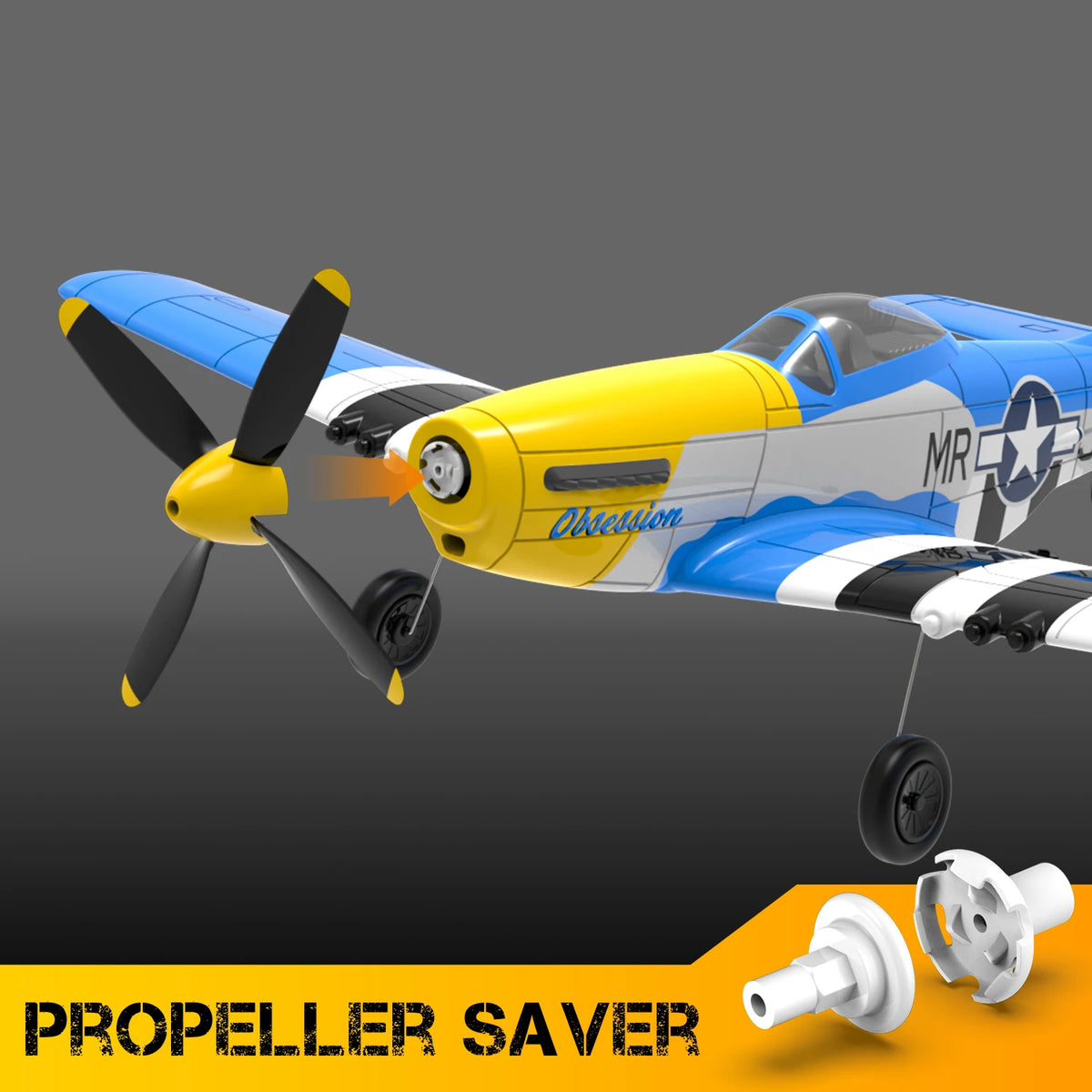 Avión RC VOLANTEXRC P51D Mustang 2.4G 4CH con Envergadura de 400 mm, Acrobacias con una Sola Tecla, RTF, con Estabilizador XPILOT
